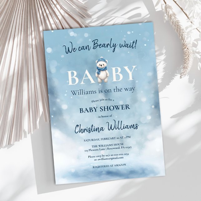 Invitación Winter Wonderland Bear Boy Baby Shower (Subido por el creador)