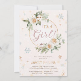 Invitación Winter Wonderland Bebé Rosa Chica Ducha Sprinkle