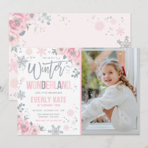 Invitación Winter Wonderland Birthday Silver Snowflake
