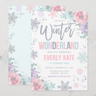 Invitación Winter Wonderland Birthday Silver Snowflake