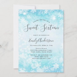 Invitación Winter Wonderland Blue Snowflake Sweet 16