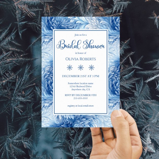 Invitación Winter Wonderland Blue Snowflakes Bridal Shower (Subido por el creador)