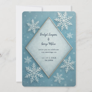 Invitación Winter Wonderland Blue Snowy Romantic boda