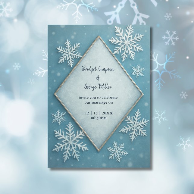 Invitación Winter Wonderland Blue Snowy Romantic boda (Subido por el creador)