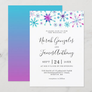 Invitación Winter Wonderland Boda Colorful Snowfalkes