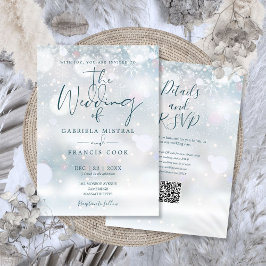 Invitación Winter Wonderland Boda de Nieve con código QR