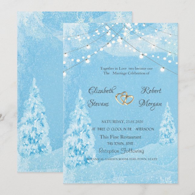 Invitación Winter Wonderland, Boda de Pine Tree (Anverso / Reverso)