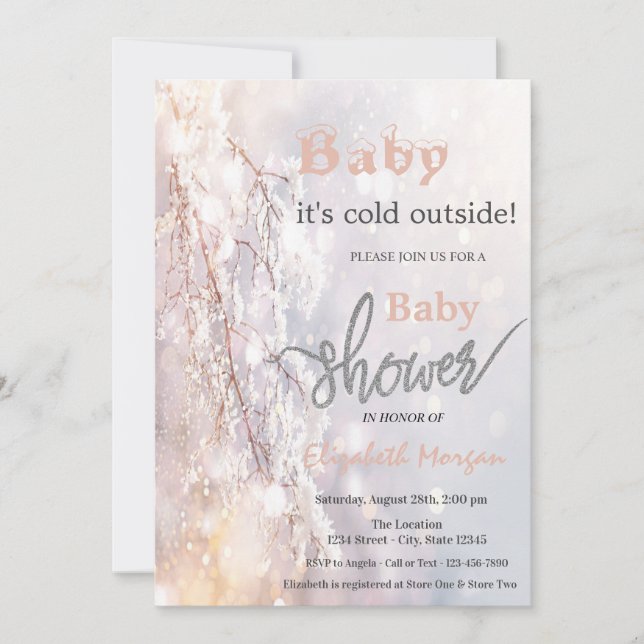 Invitación Winter Wonderland Branches Baby Shower (Anverso)