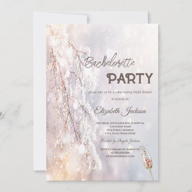 Invitación Winter Wonderland Branches Bachelorette (Anverso)