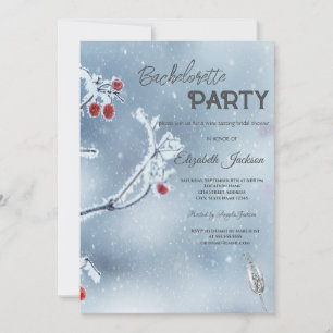Invitación Winter Wonderland Branches Blue Bachelorette