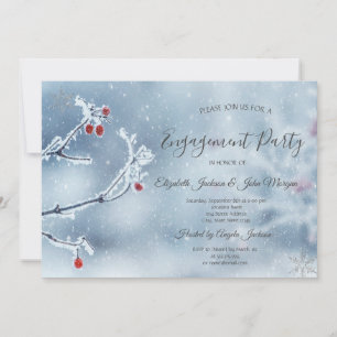 Invitación Winter Wonderland Branches Blue Engagement