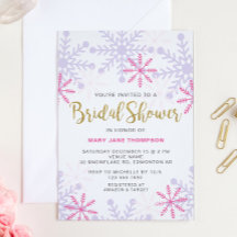 Winter Wonderland Bridal Shower Pink Glitter Gold