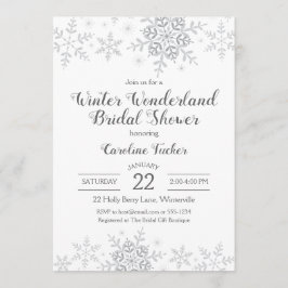 Invitación Winter Wonderland Bridal Shower Silver Snowflakes