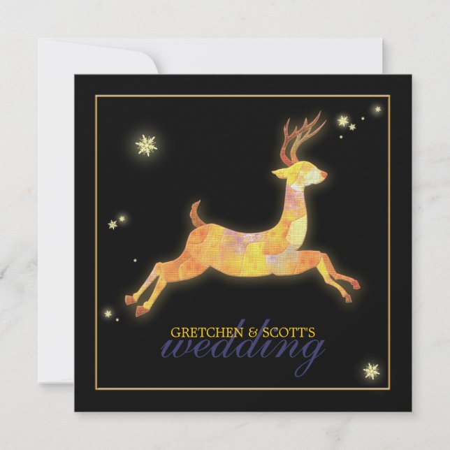 Invitación Winter Wonderland Caribou Boda (Anverso)