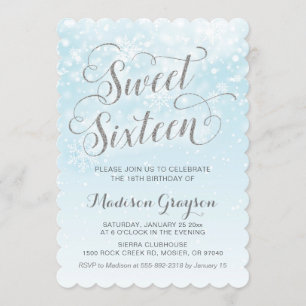 Invitación Winter Wonderland Chica Azul 16 cumpleaños