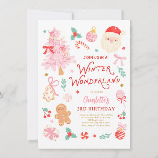 Invitación Winter Wonderland Christmas Birthday Party