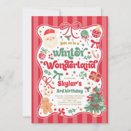 Invitación Winter Wonderland Christmas Coquette Bow Birthday