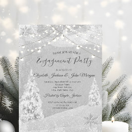 Invitación Winter Wonderland,Compromiso Gris Pine Tree