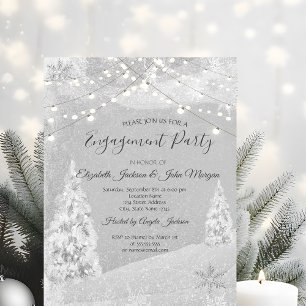 Invitación Winter Wonderland,Compromiso Gris Pine Tree