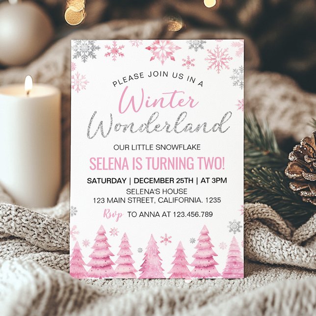 Invitación Winter Wonderland Copo de Nieve segundo cumpleaños (Subido por el creador)