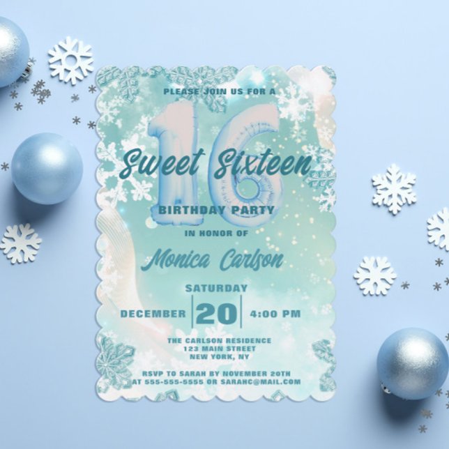 Invitación Winter Wonderland Dulce Dieciséis Cumpleaños (Subido por el creador)