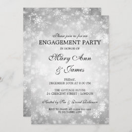 Invitación Winter Wonderland Elegant Engagement Party Silver