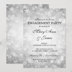 Invitación Winter Wonderland Elegant Engagement Party Silver