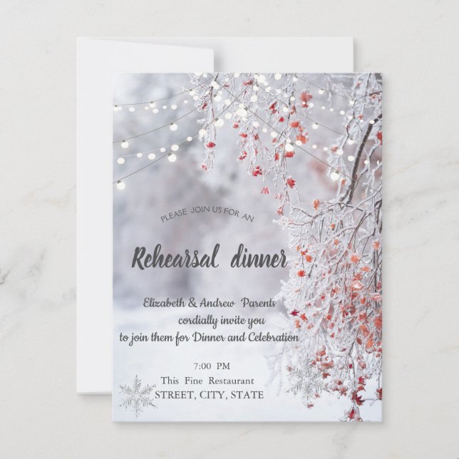 Invitación Winter Wonderland,Ensayo de luces de nieve (Anverso)