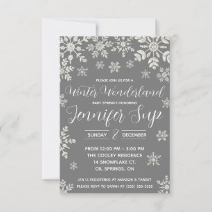 Invitación Winter Wonderland, Espolvorín de bebé de copas de