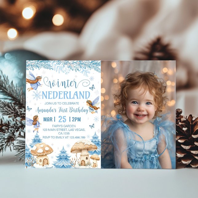Invitación Winter Wonderland Fairy 1er cumpleaños foto (Subido por el creador)