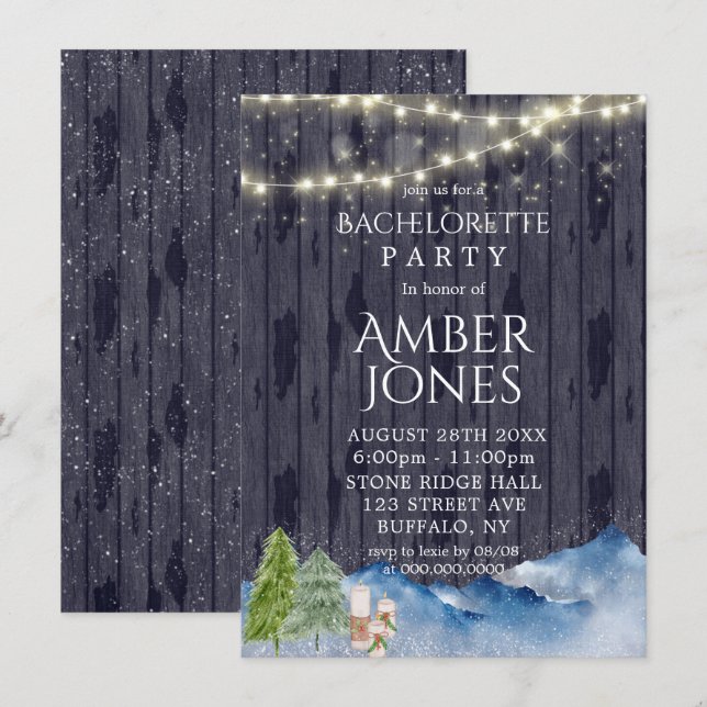 Invitación Winter Wonderland | Fiesta de Bachelorette Waterco (Anverso / Reverso)