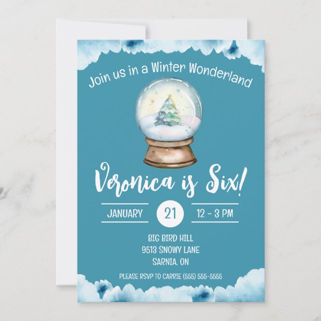 Invitación Winter Wonderland, fiesta de cumpleaños de los niñ (Anverso)