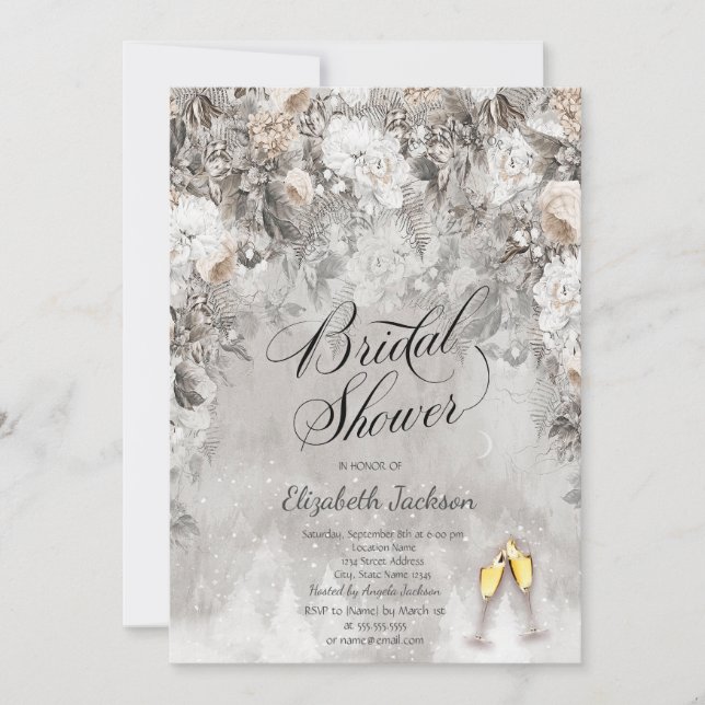 Invitación Winter Wonderland Flowers Forest (Anverso)