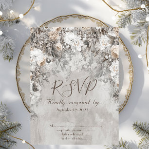 Invitación Winter Wonderland Flowers Forest RSVP