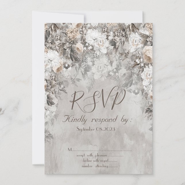Invitación Winter Wonderland Flowers Forest RSVP (Anverso)