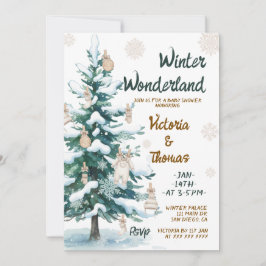 Invitación Winter Wonderland Green Neutral Baby Shower