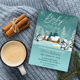 Invitación Winter Wonderland hace frío afuera de la ducha de 