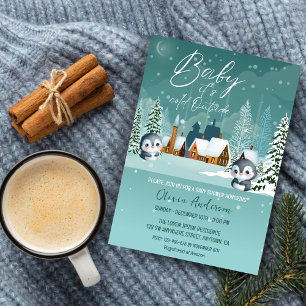 Invitación Winter Wonderland hace frío afuera de la ducha de