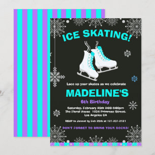 Invitación Winter Wonderland Ice Sking Chalkboard Cumpleaños