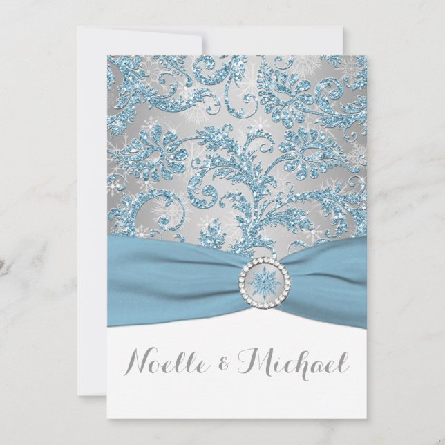 Invitación Winter Wonderland, IMPRESIÓN de la hebilla de cris (Anverso)