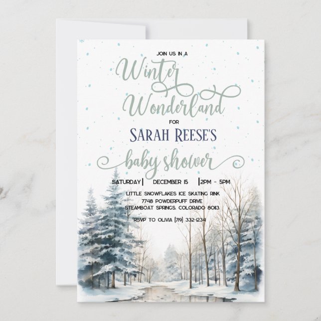 Invitación Winter Wonderland Navidades Baby Shower (Anverso)