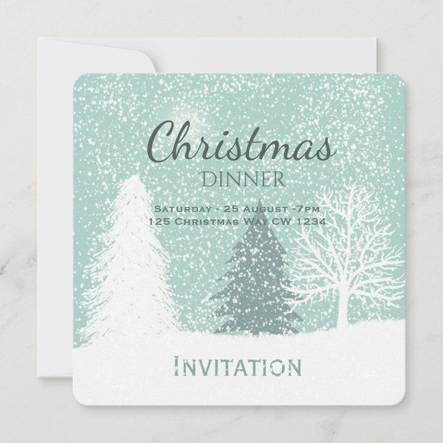 Invitación Winter Wonderland , Navidades de pinos nevados (Anverso)