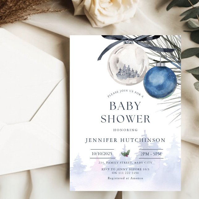 Invitación Winter Wonderland Navidades Neutral Baby Shower (Winter Wonderland Christmas Neutral Baby Shower Invitation)