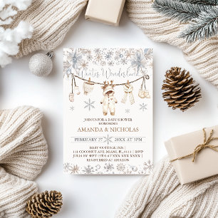 Invitación Winter Wonderland Neutral Clothesline Baby Shower
