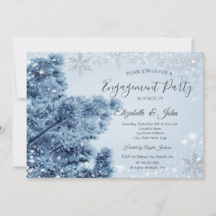 Invitación Winter Wonderland, Nieve, compromiso con copos de