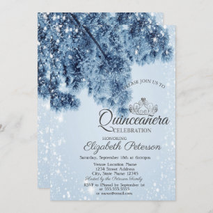 Invitación Winter Wonderland, Nieve, Copos de Nieve Quinceañe