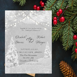 Invitación Winter Wonderland, Pine Tree Gray Boda