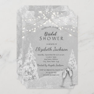 Invitación Winter Wonderland,Pine Tree Gray Bridal Shower