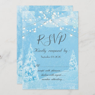 Invitación Winter Wonderland, Pine Tree RSVP