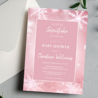 Invitación Winter Wonderland Pink Baby Shower